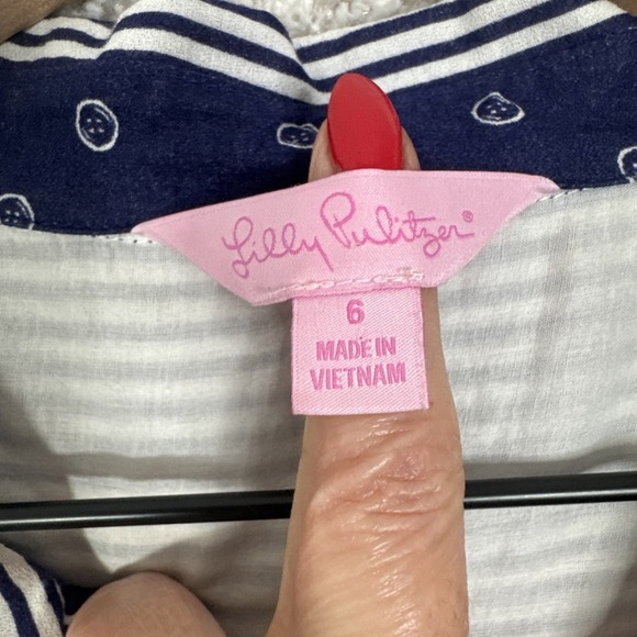 Lilly Pulitzer Blue Striped Long Sleeve Shirt Dress Size 6 - Picture 5 of 10